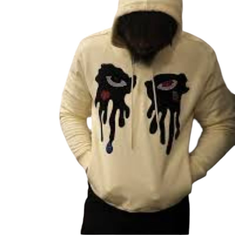 Roku Studio God Will Rise Hoodie Eye Drip Graphic Black On Cream Size S